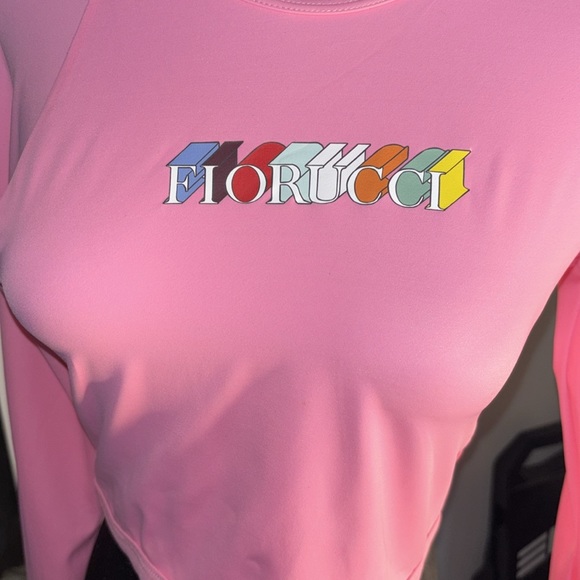 Fiorucci 3-D Logo Hot Pink Crop Top Size XL NWOT - Picture 2 of 7